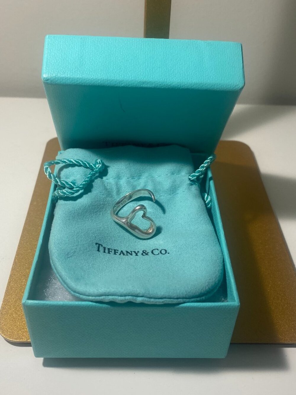Tiffany and Co. 925 Sterling Silver Open Heart Ring size 6.5